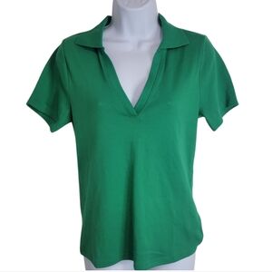 Old Navy Green V-Neck Polo Women's Top Size L Tall
